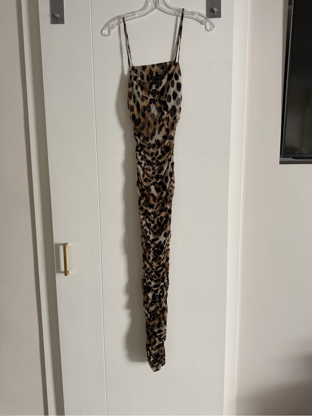Leopard Sheer Ruched Dress - Picture 4 of 10